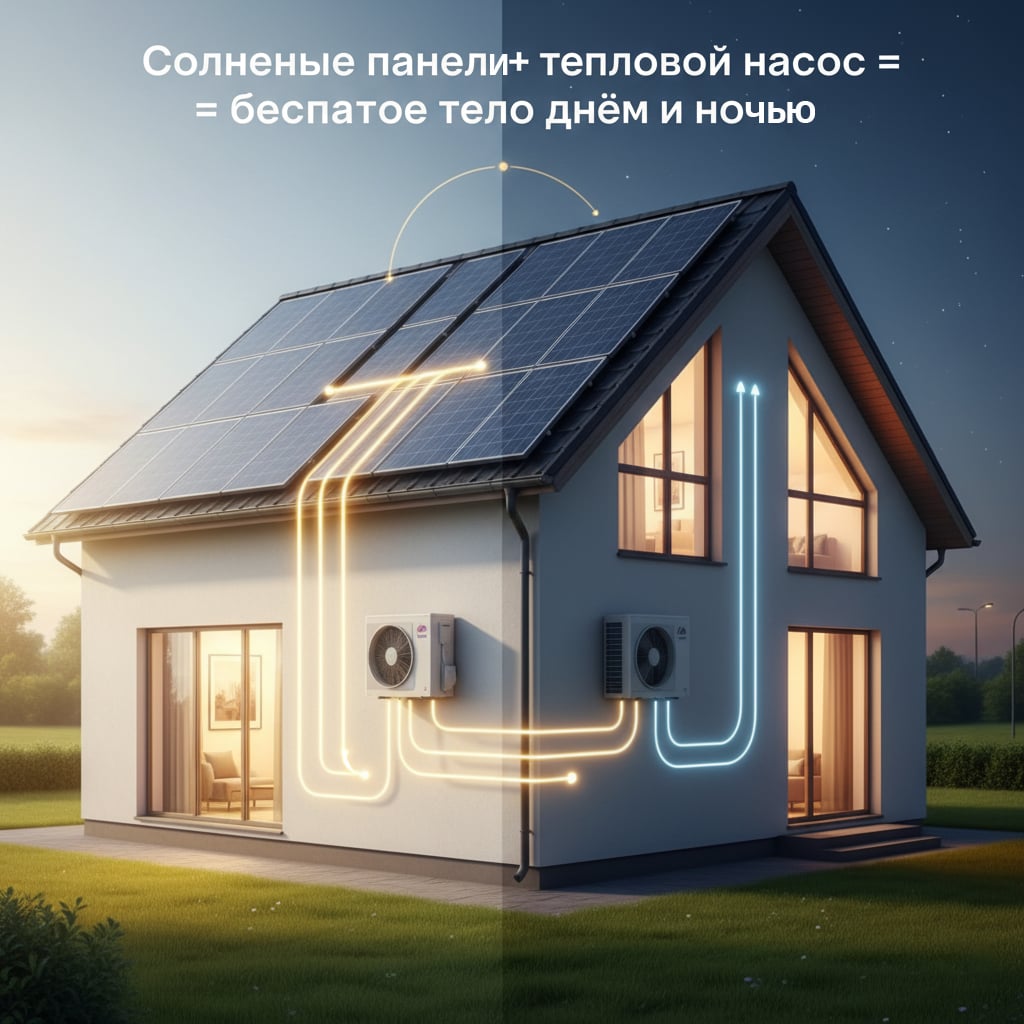 Тепловой насос совместно с солнечной электростанцией