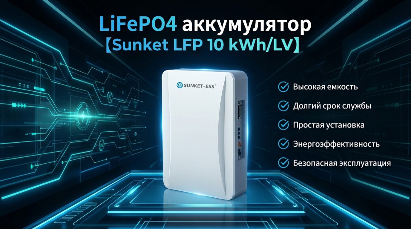 LiFePO₄ аккумуляторная батарея SUNKET 10.24 кВт*ч
