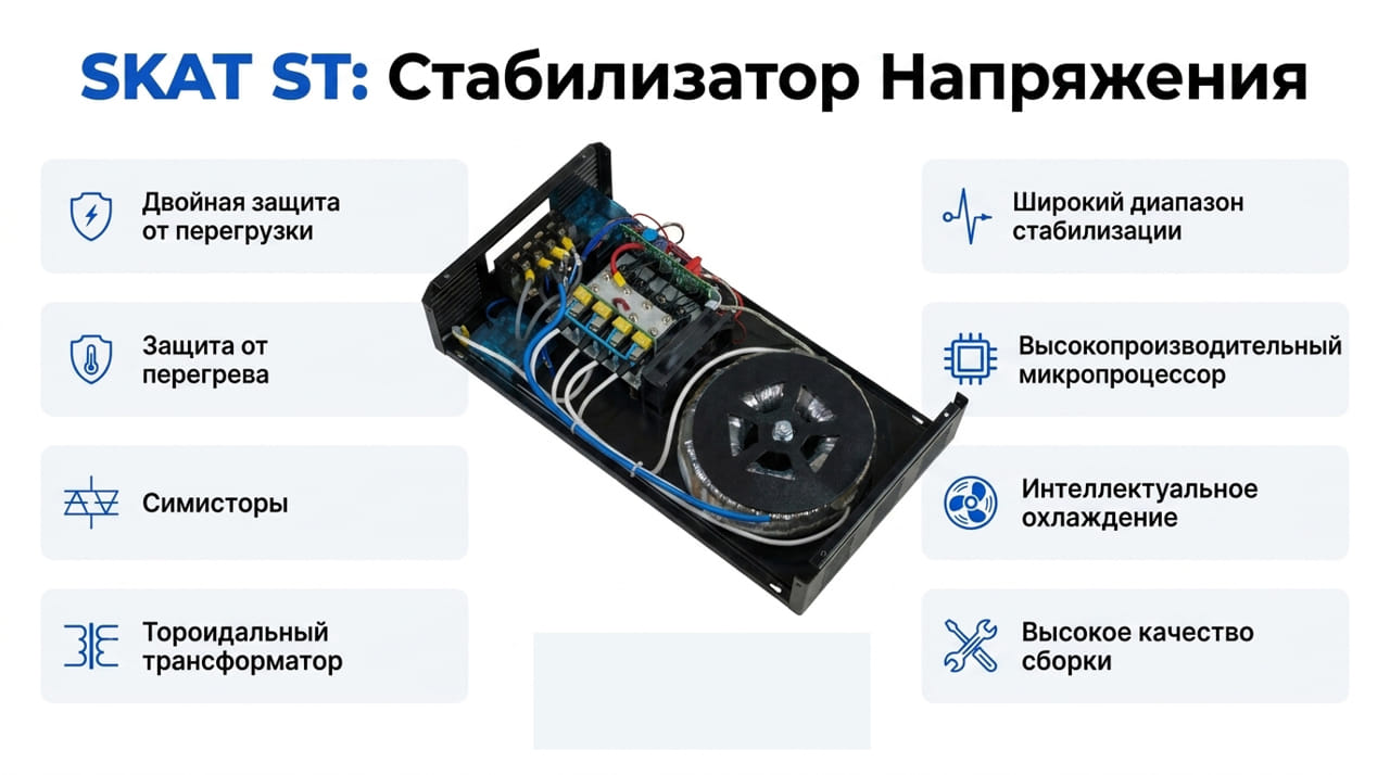 SKAT ST-20000 LV — тиристорный стабилизатор напряжения 20 кВА от 125 В